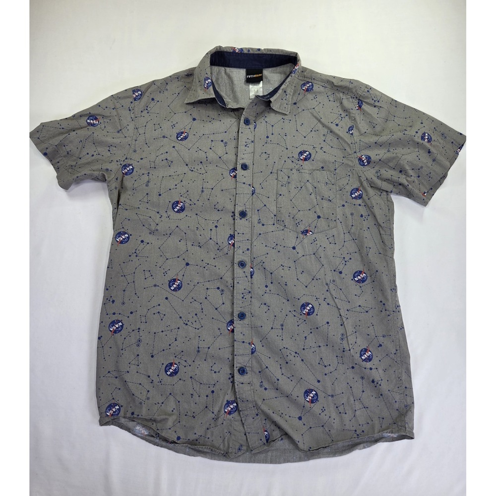 Fifth Sun Men's NASA All-Over Print Button-Up Shirt Size Medium